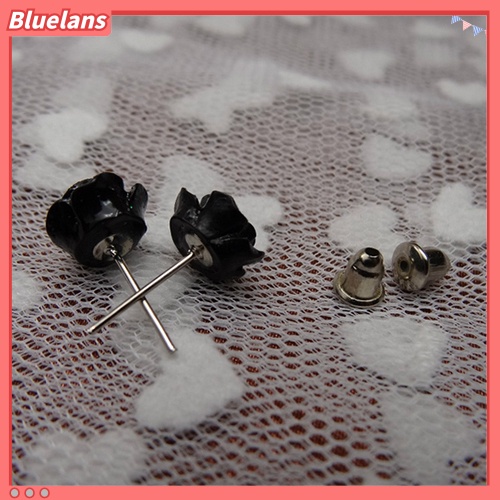 Bluelans 12 Pairs Women Fashion Rose Flower Mixed Color Flower Ear Stud Earring