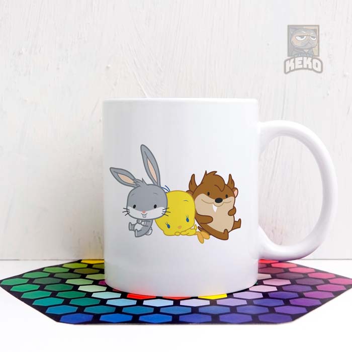 Mug Keramik Chibi BUGS BUNNY TWEETY and TAZ Coffee