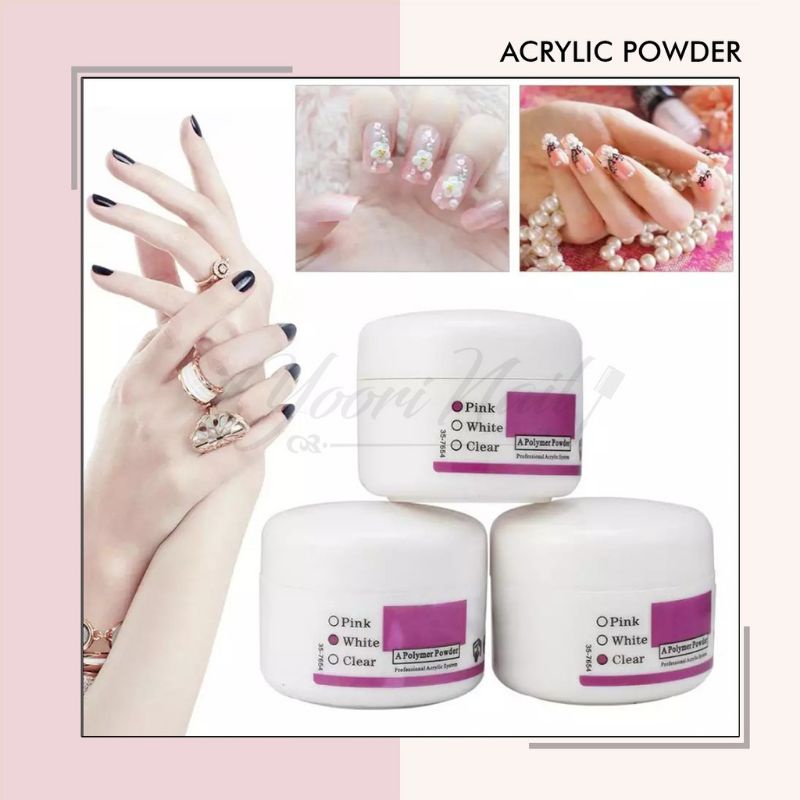 Acrylic powder ez flow acrylic powder ezflow white putih pink clear nail art 3D 4D bubuk akrilik