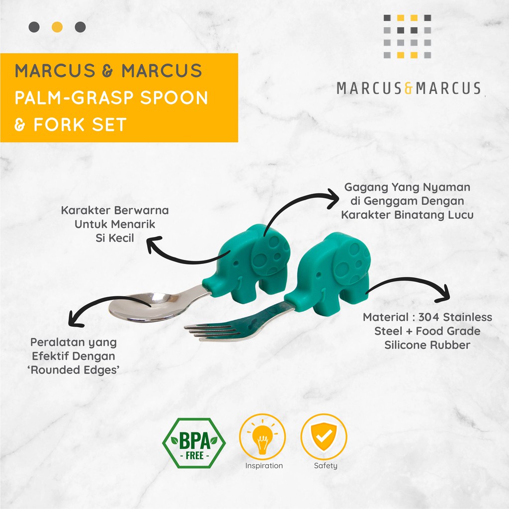 Castle - Marcus &amp; Marcus Palm Grasp Spoon Fork - Sendok Garpu Bayi Mandiri - MNM