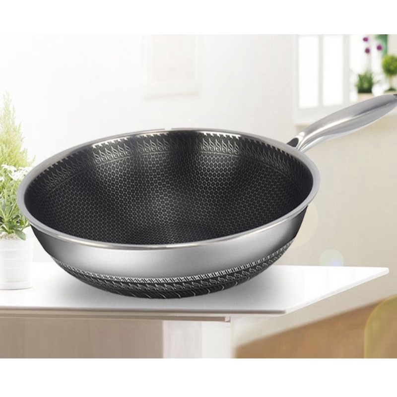 wajan stainless steel 316 gradfood frypan non stick honeycomb