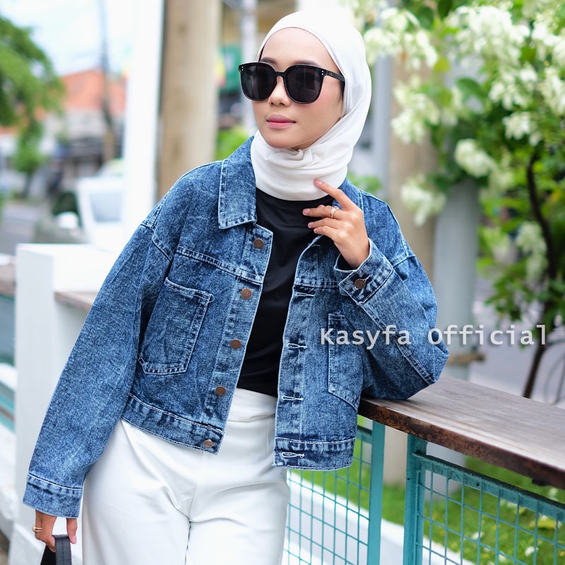 VEKSA JAKET CROP JEANS OVERSIZE POCKET