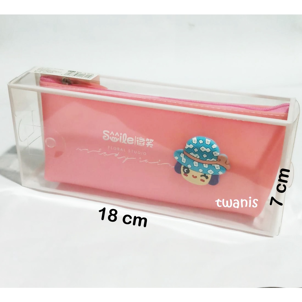 

Dompet Pensil Tempat Pensil Wadah Pensil Kotak Pensil Karet Smile Warna Peach