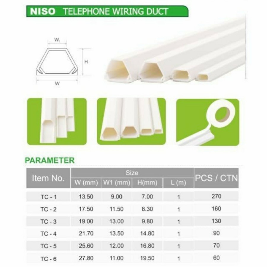 Kabel Duct TC3 Niso Putih / Cable Duct / Kabel Protektor Niso TC 3