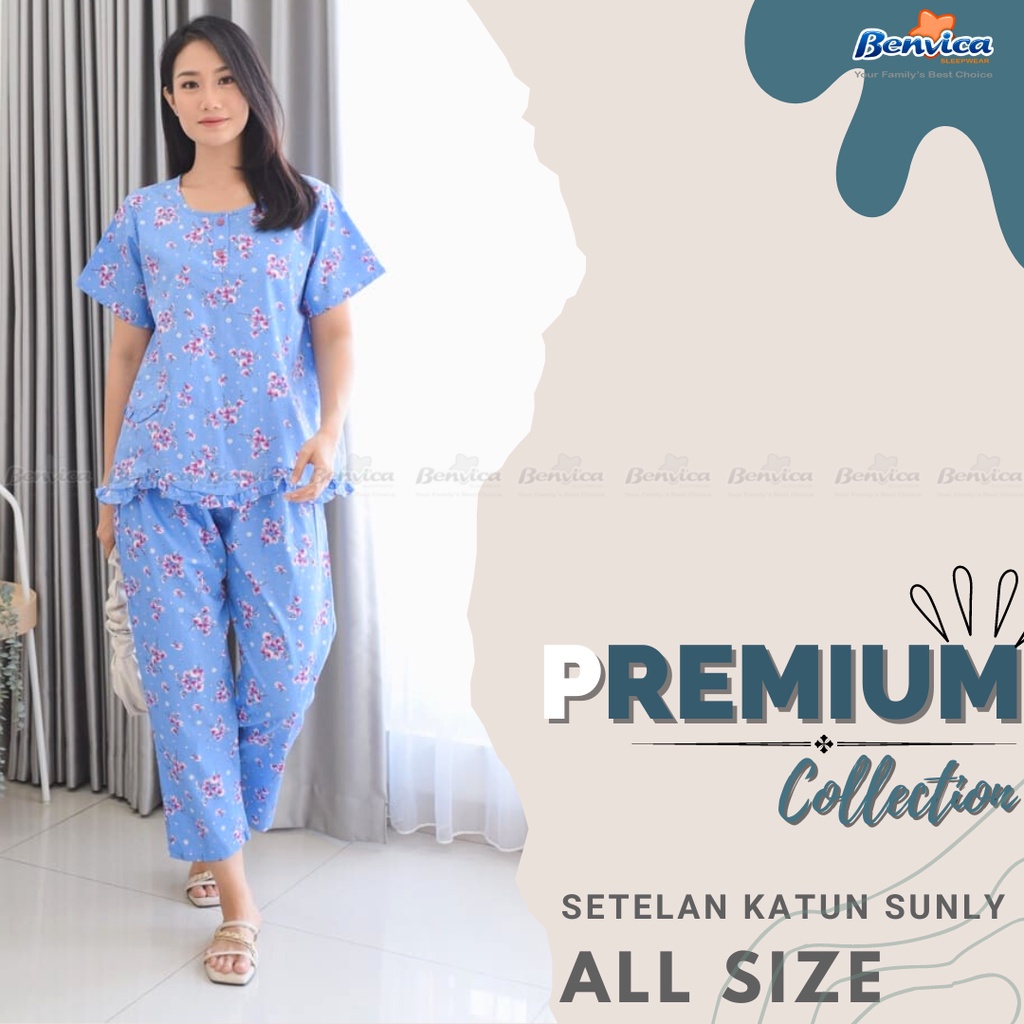 BAJU TIDUR CELANA PANJANG KATUN MOTIF BUNGA ADEM PREMIUM SUNLY