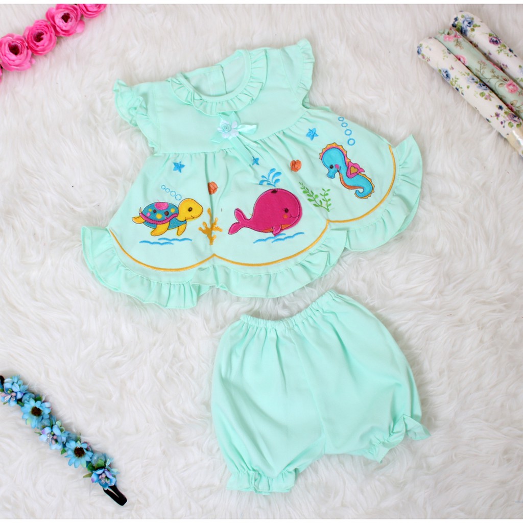 Set Bayi Sea 172 2in1/Setelan Baju Tidur Bayi Piyama Bayi 0-6bln/Pakaian Baju Anak Bayi Import Murah