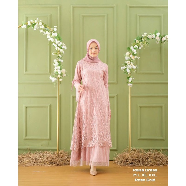 Permata Olshop / Raisa Dress NF / Gamis Kombinasi Tutu / Kebaya Gamis Pesta Modern / Dress Brukat