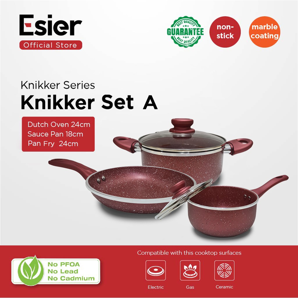 Esier Cookware Set - Knikker Set A ( Dutch Oven, Sauce Pan, Fry Pan )