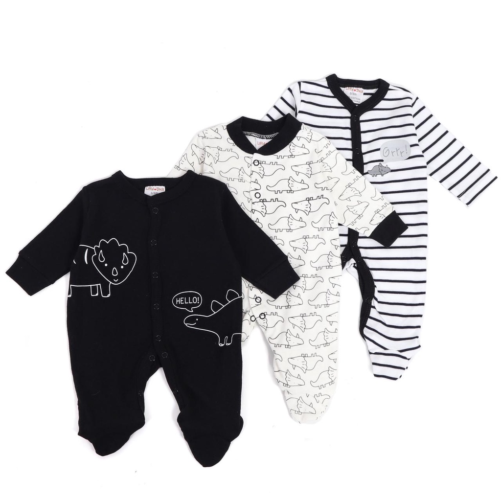 MINIBOO - Baby Sleepsuit 3pcs motif Black
