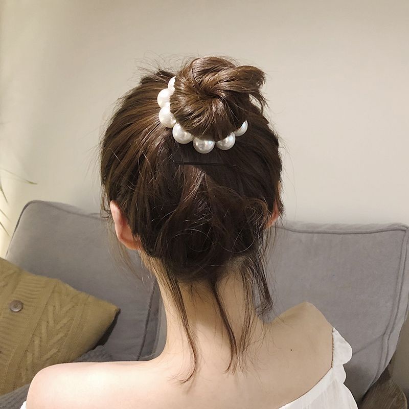 2in1 Korean Pearl Hair Ring Scrunchie Bracelet Ikat Rambut Cepol Mutiara Bisa Jadi Gelang Elastis Korea Hairband Hairpiece Headpiece