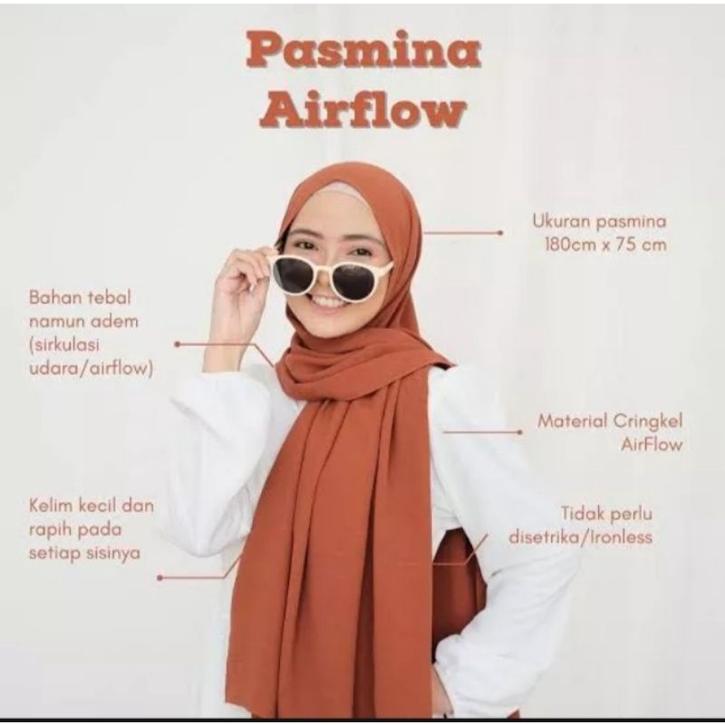 (Bisa COD)PASHMINA CRINKLE AIRFLOW COTTON SHWAL UKURAN 180X75CM