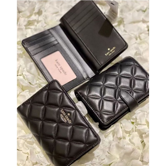 dompet kate spade natalia medium wallet black quilted leather
