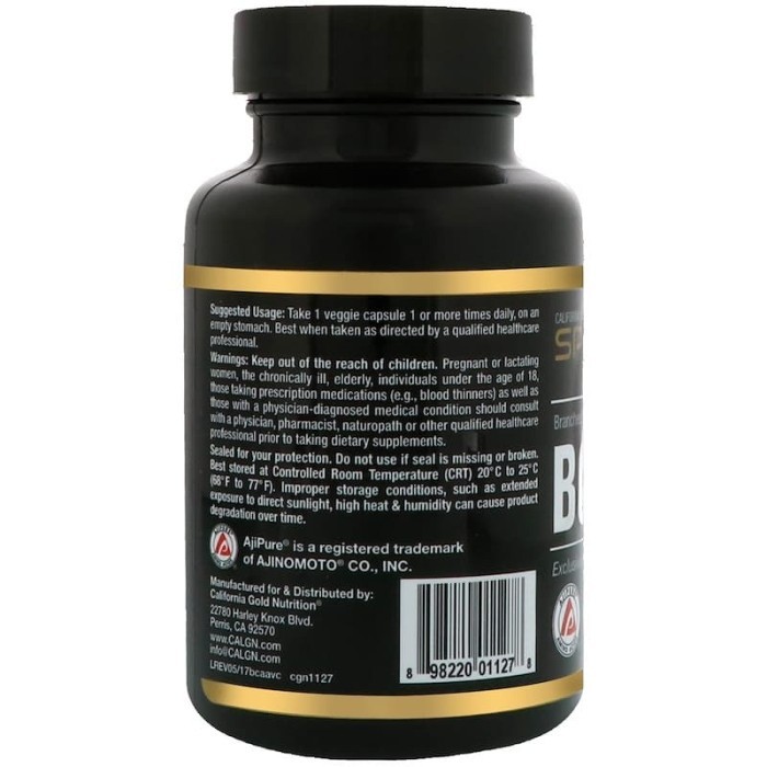 

Branched Chain Amino Acid CGN BCAA, AjiPure, 500 mg, 60 Veg CapORI USA