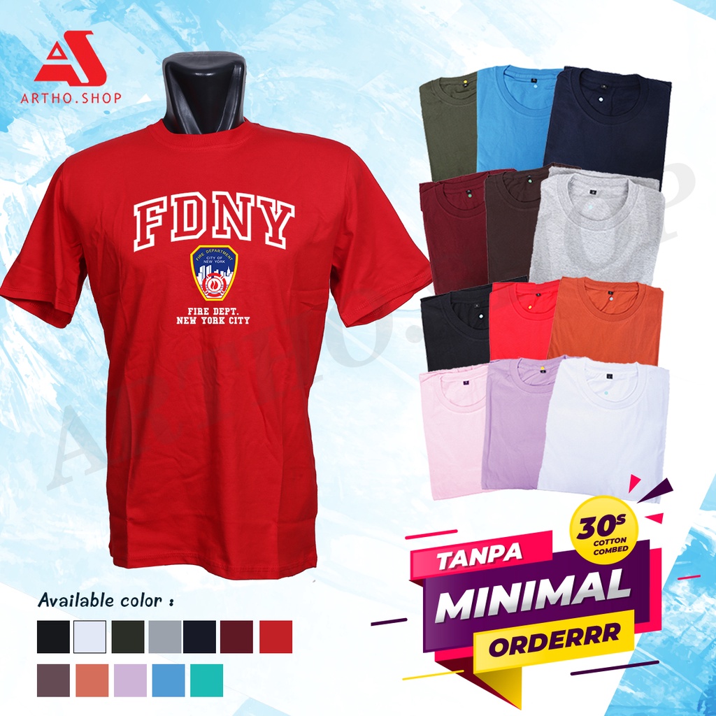 FDNY T-shirt Cotton Combed 30s Premium Tanpa Min. Order