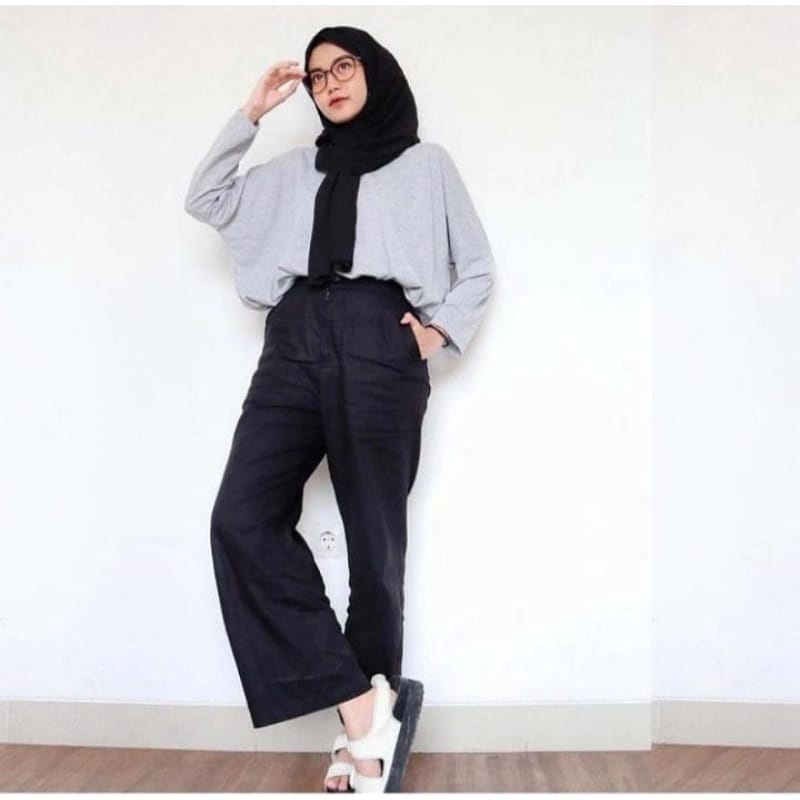 Celana kulot panjang murah berkualitas Loose Pant Kullot Highwaist