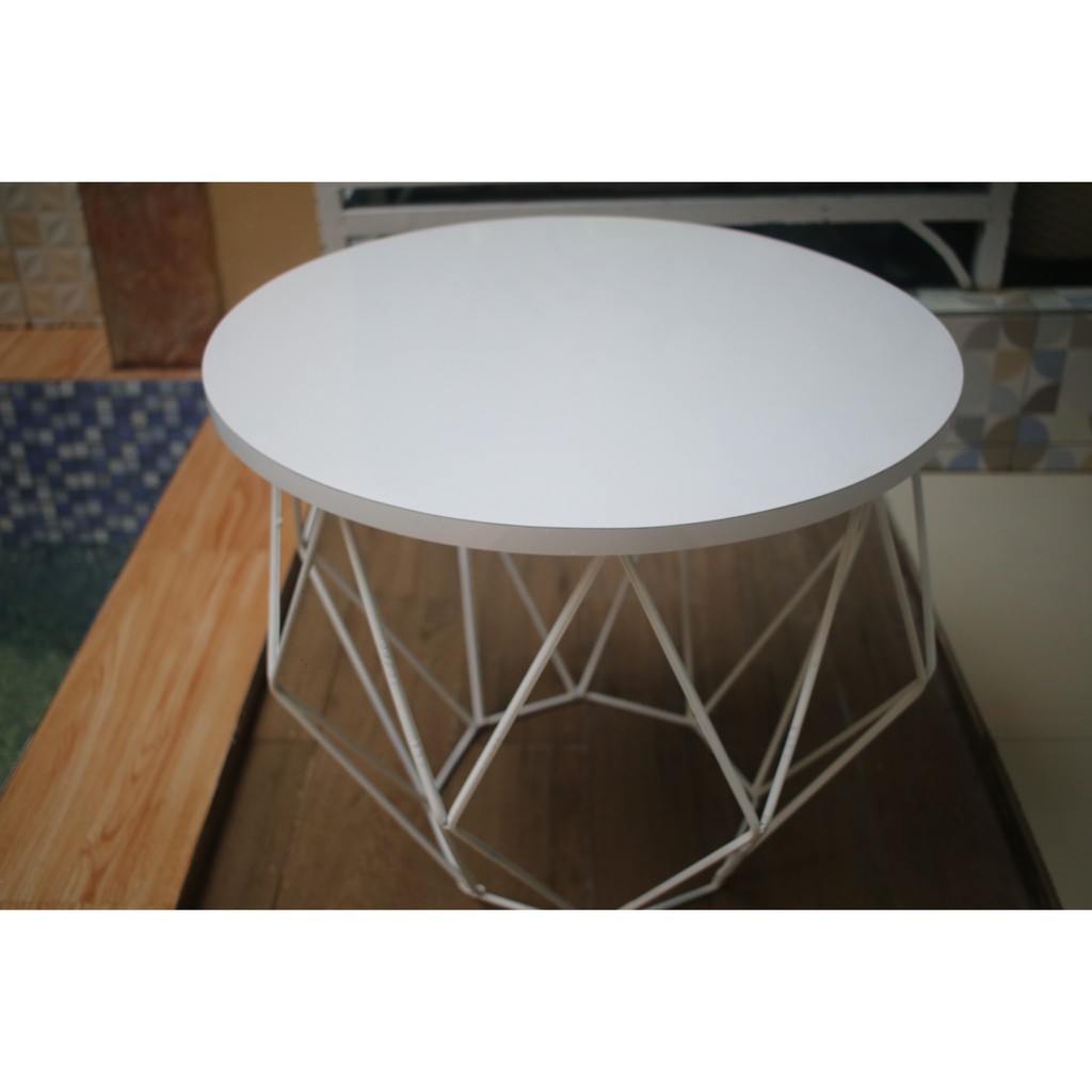 Meja Tamu Minimalis Ruang Tamu /Furniture meja tamu / meja teras / Coffee Table GRATIS ONGKIR-Bulat Putih