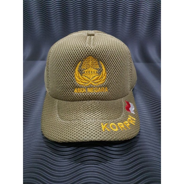 Topi jaring Korpri coklat | Topi jala coklat korpri  | Topi jaring korpri | topi pria dewasa