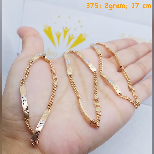 Gelang Emas 375 Model Plat Variasi 2 1 Gram Shopee Indonesia