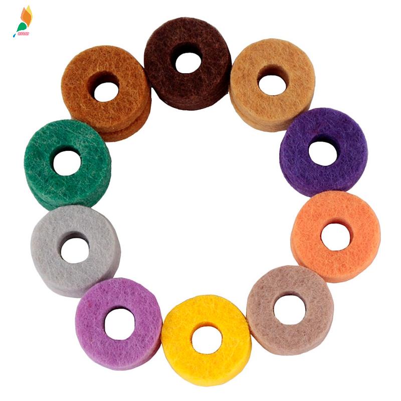 10pcs / Pak Pad Cymbal Pengganti Bentuk Bulat Bahan Felt Lembut Warna Acak Untuk Drum