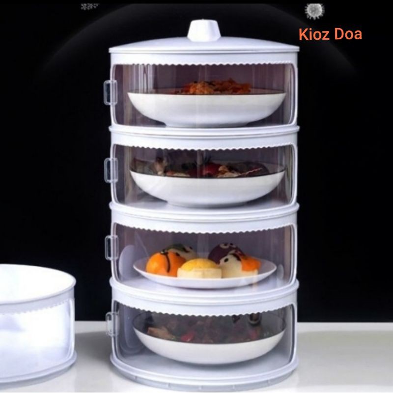 Rak Tudung Saji 4 Susun / Rak Makanan Tingkat 4 Susun Minimalis / Wadah Saji 4 Susun / Tudung Saji