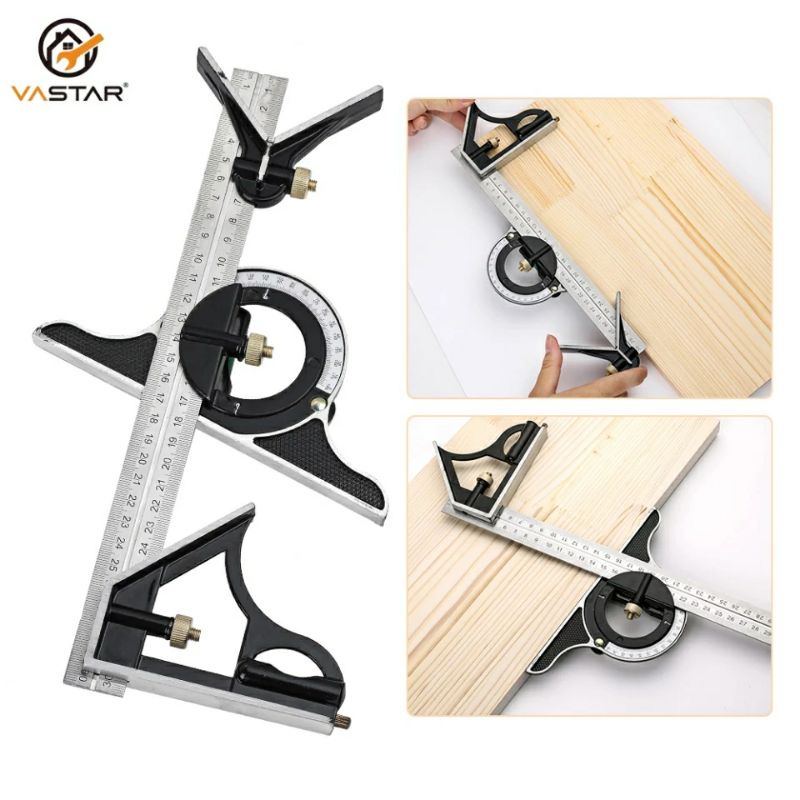 Penggaris Kayu Kombinasi 3in1 Ruler Multifungsi Adjustable Angle Finder