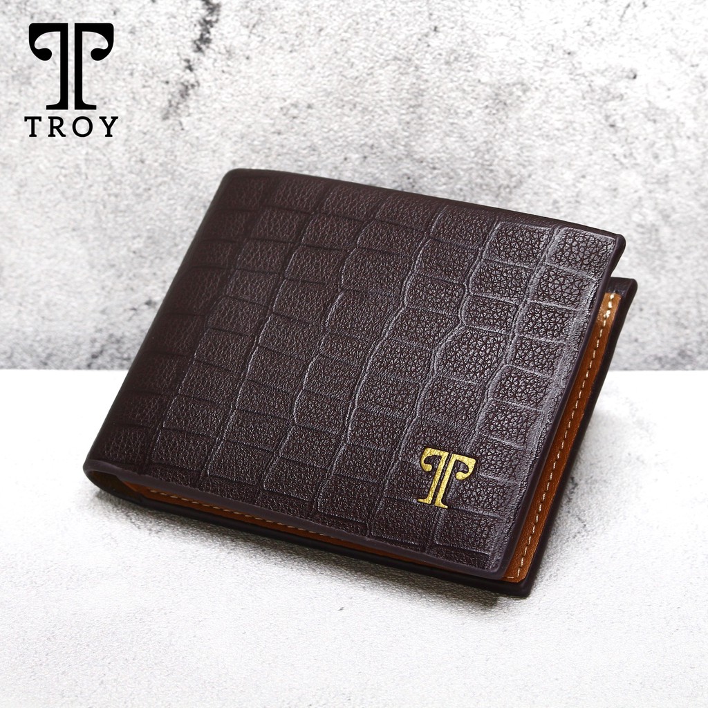 12.12 YEAR END SALE TROY Dompet Pria Lipat Bahan Kulit Vegan Original Dengan Kotak Premium Kado