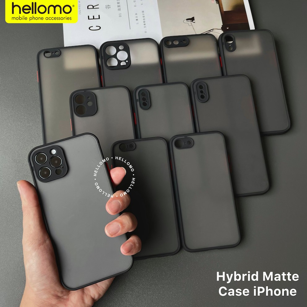 Case Hybrid iPhone Casing Black Matte Hardcase Camera Lens Protection