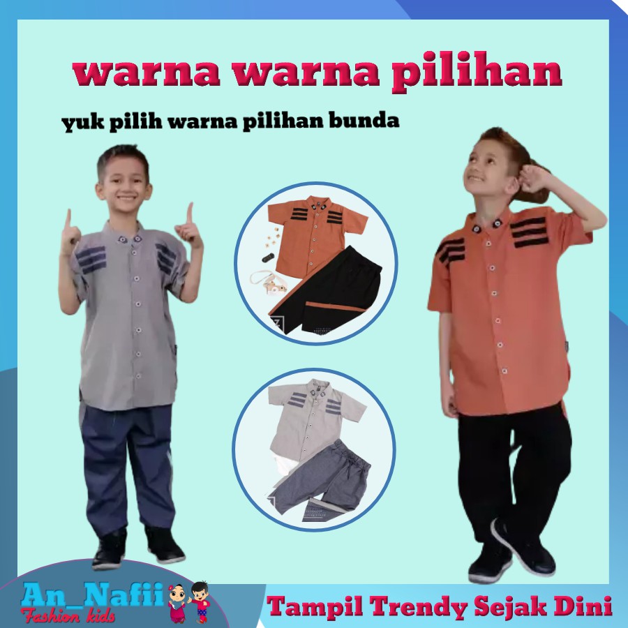 Kemeja Koko Anak Laki Laki 1 - 10 Tahun Hoofla Setelan Baju Ngaji Anak Laki Laki 2 3 Tahun 5 Tahun 7 Tahun