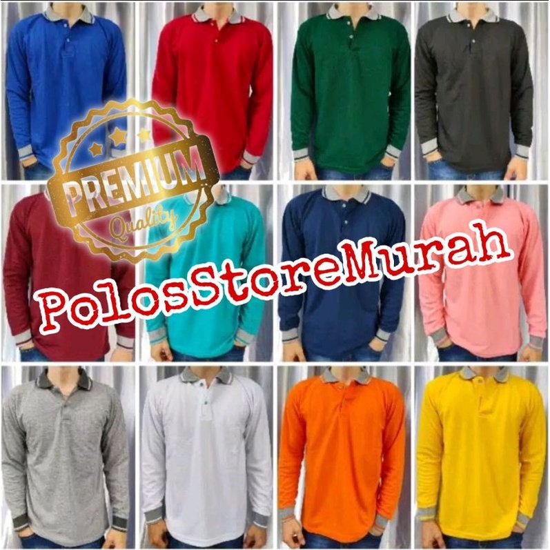 Kaos Krah polos lakos lengan panjang SAKU  uk M L XL XXL XXXL GINOVA