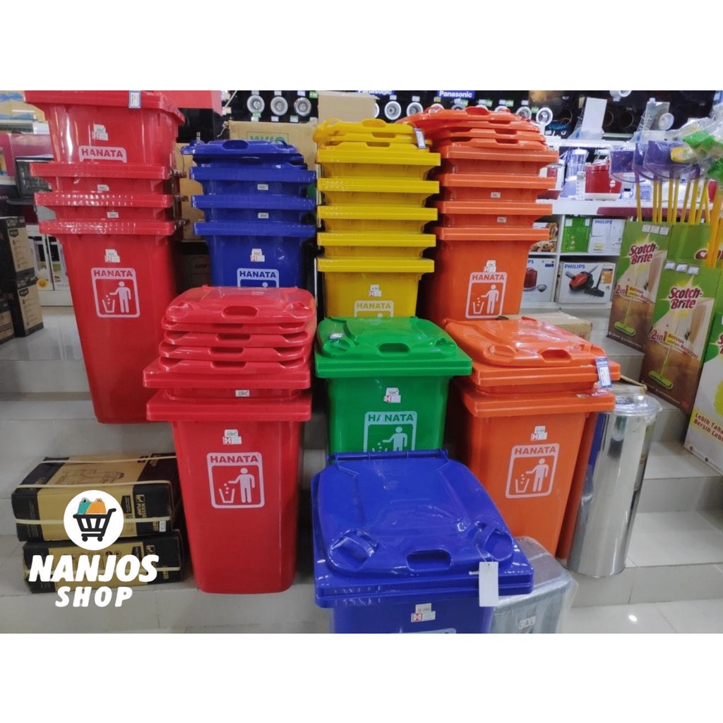 Hanata Tong Tempat Sampah Dustbin Roda Gerobak Hnt4002 Liter Orange