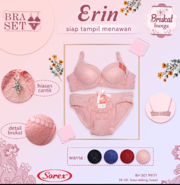 Bra set Sorex 99171 brukat bunga busa kawat