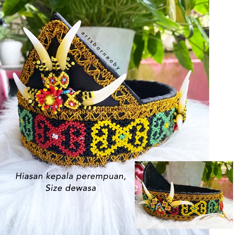 HIASAN KEPALA / TOPI BAJU ADAT DAYAK DEWASA PEREMPUAN