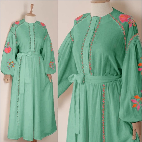 Gamis Pesta Terbaru Gamis Wanita Modern Mewah Gamis Dress Model Terbaru 2022 Dress Sagr Green elsa d