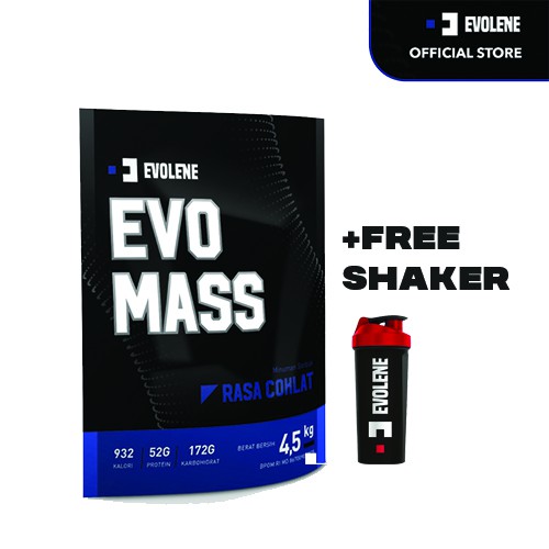 Evomass Coklat 2x 4500gr/20x serving + Tanktop gym / Shaker - Penambah massa otot - Suplemen fitness - Pembentuk otot - Kaya Nutrisi - Surplus kalori - Minuman susu workout - Susu penambah berat badan -Evo Mass Mas Evolene Evoline Evolen