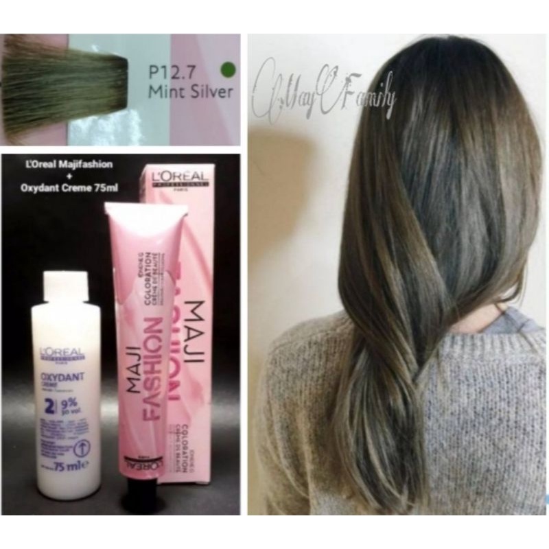 Cat rambut loreal majifashion 12.7 mint silver pewarna rambut