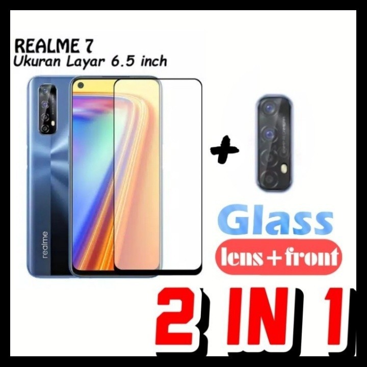 TEMPERED GLASS 9D REALME 7 7i C17 7 PRO + Tg Lensa Camera 2in1