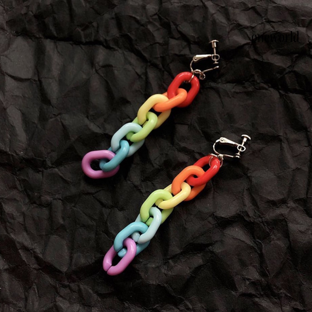 OW# Ear Hook Candy Color Creative Acrylic Long Dangle Stylish Ear Pendant for Party