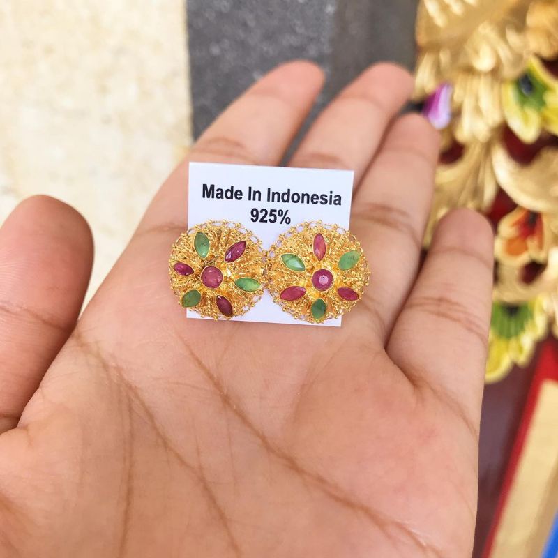 giwang perak bali lapis emas