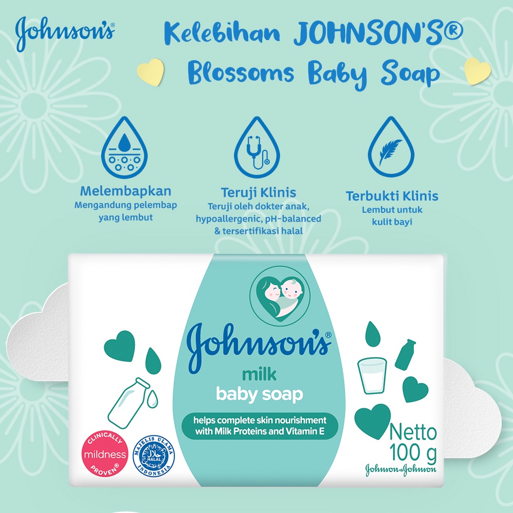 JOHNSON'S Milk + Rice Baby Soap - Sabun Bayi 100gr