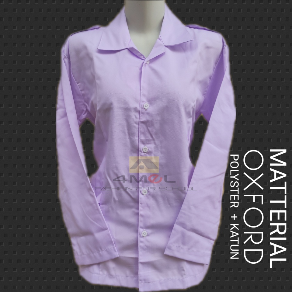 Baju PDH putih lengan panjang. untuk perempuan. bahan kain oxford