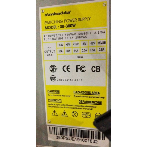 Power Supply Simbadda SB-380W - 380 Watt untuk Komputer Anda
