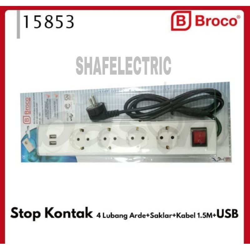stop Kontak + kabel + saklar +USB Broco 4L - 15853