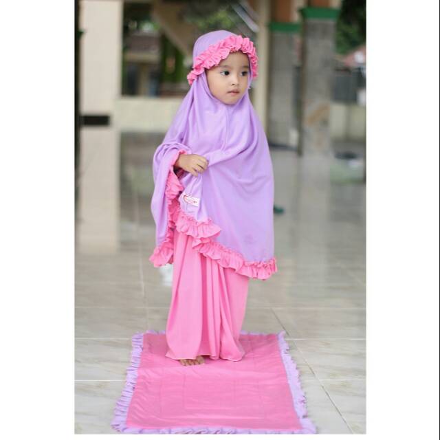 MUKENA ANAK PEREMPUAN FATHIYA ( Ready) 1 set ( tas, sajadah + mukena)