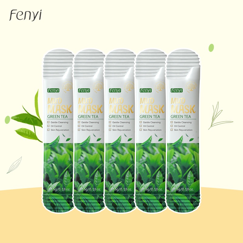 Fenyi Green Tea Cleansing Mud Mask KAOLIN Menghilangkan Komedo Mengontrol Minyak 5pcs