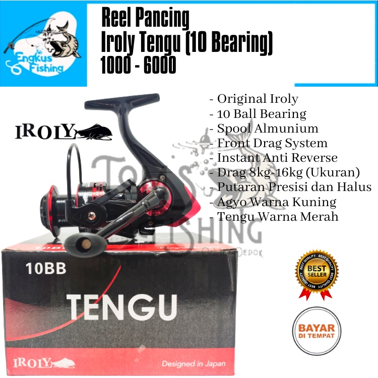 Reel Pancing Iroly Tengu 1000 - 6000 (10 Bearing) Murah Berkualitas - Engkus FIshing