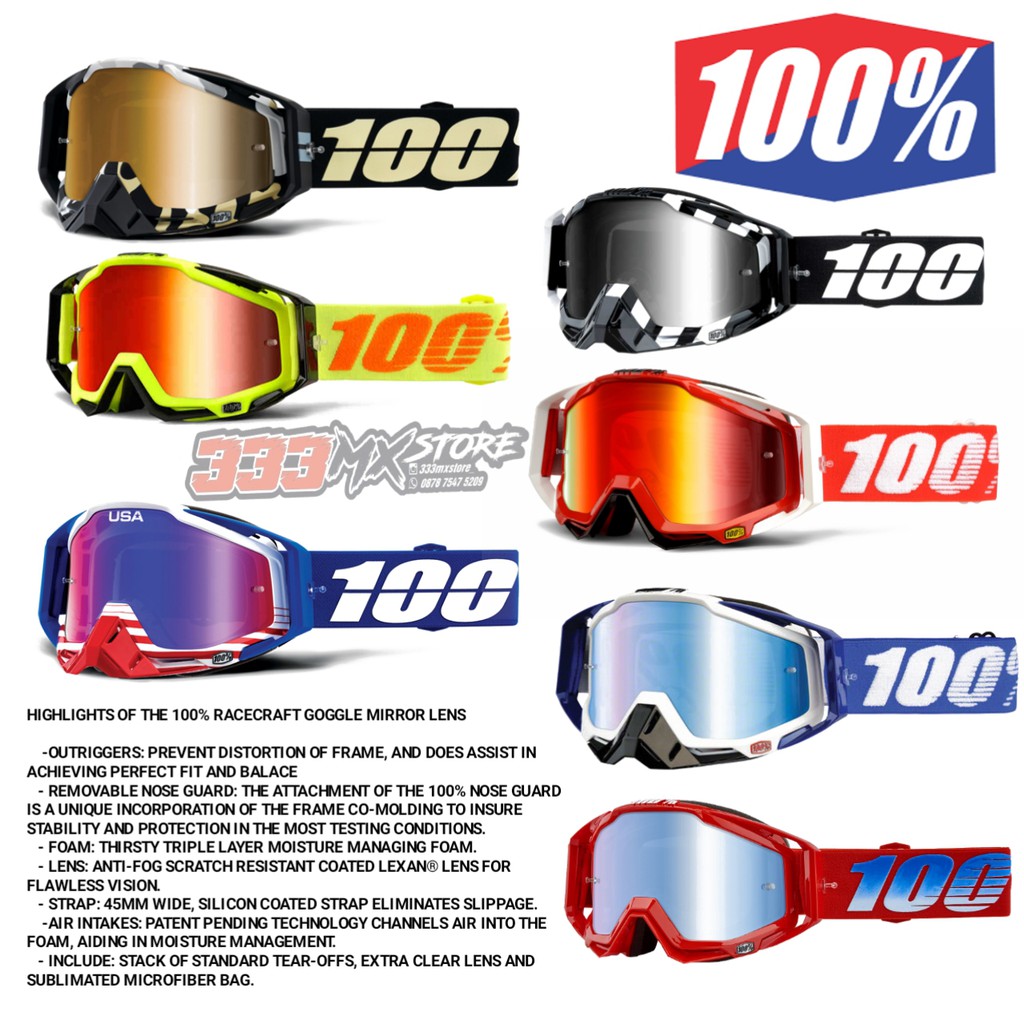 GOGGLE 100% RACECRAFT ORIGINAL. GOGGLE MTB MOTOCTOSS OFFROAD