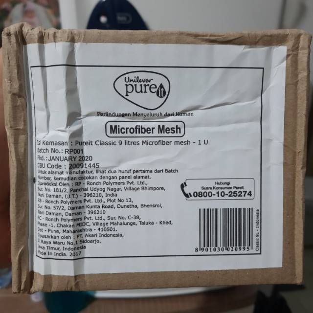 PUREIT MICRO FIBER MESH FILTER / PUREIT Classic 9 LITER original 100% /saringan atas pureit