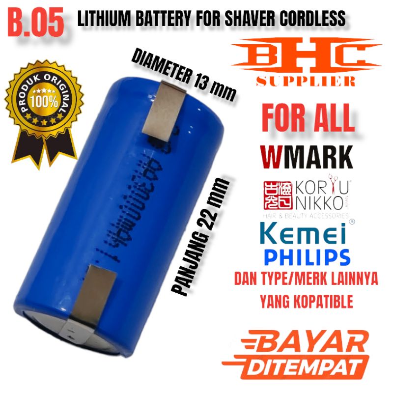 B-05 BATERAI CLIPPER CORDLESS FOR KEMEI WMARK KLIPZICH CHJ SUKU CADANG SPARE PART MESIN CUKUR RAMBUT BOR LISTRIK / SENTER SPEAKER PORTABLE DAN LAINYA