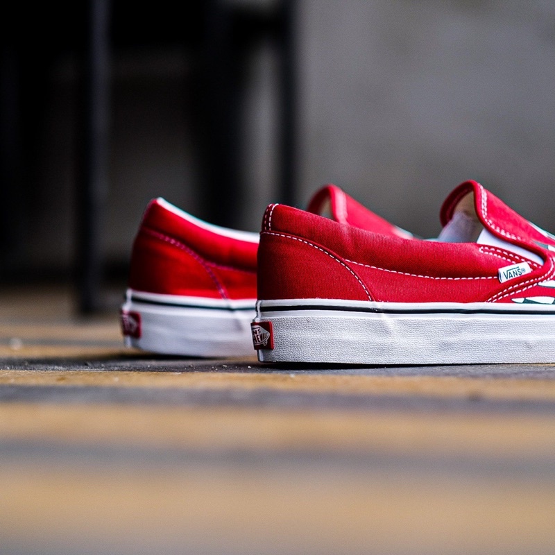 VANS SLIP ON CHECKERBOARD FLAME RED ORIGINAL 100%