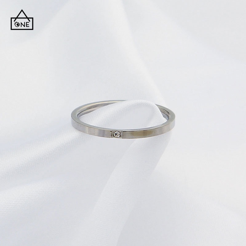 COD❤Cincin Wanita Sederhana Korea Hadiah Aksesoris Perhiasan Cincin Berlian Baja Titanium A one